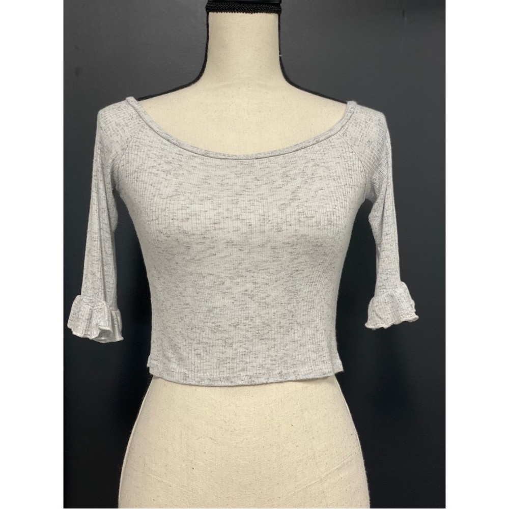 See You Monday Ribbed Crop Top Grey Size XS